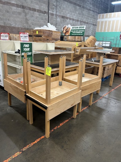 Group Of Wooden Merchandising Tables