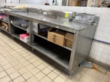 8ft Stainless Steel Table W/ Backsplash And Storage