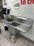 Stainless Steel Single Basin Sink with attached Hand Sink with soap and paper towel dispenser