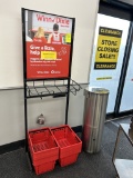 Sign Frame and Stainless Steel Sanitizer Wipe Trash Can