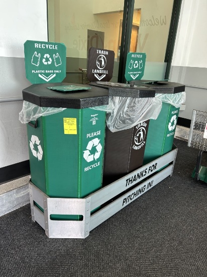 Three Bin Trash Station W/ Housing Base