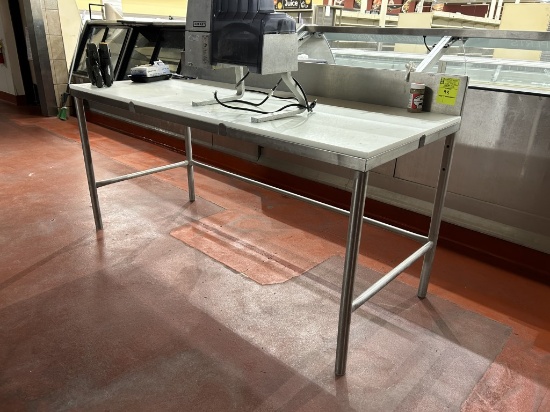 6FT POLYTOP TABLE W/ BACKSPLASH