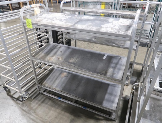 aluminum angled 3-shelf cart, missing wheels