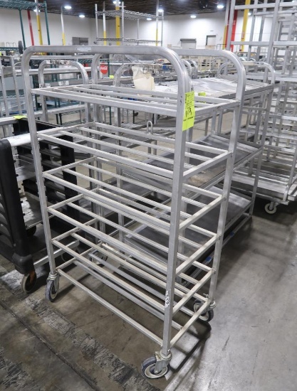 aluminum tub/tray rack, on casters