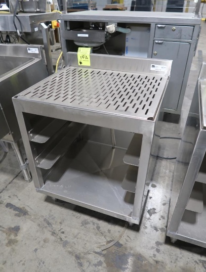 Boos underbar glass rack w/ draining top & cabinet below