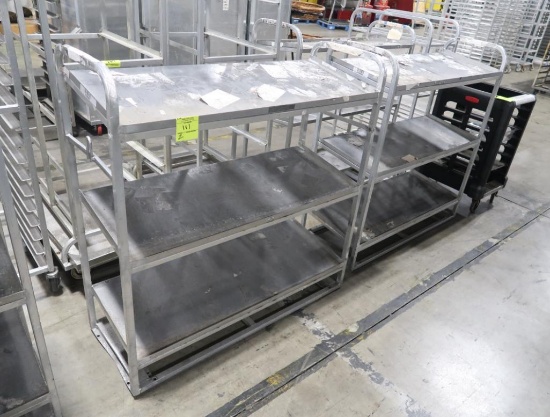 aluminum angled 3-shelf cart, missing wheels