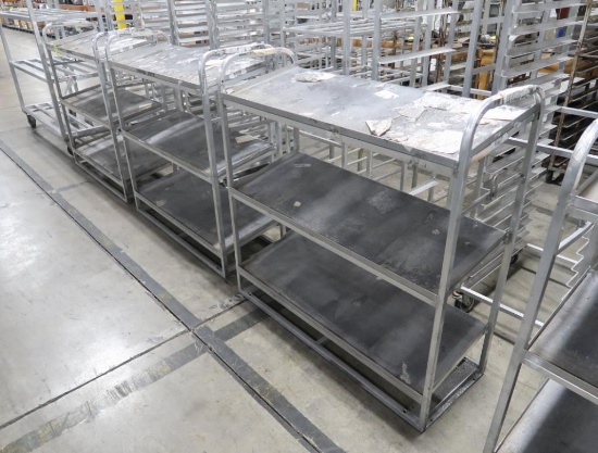 aluminum angled 3-shelf cart, missing wheels