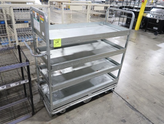 4-tier stocking cart w/ solid shelves
