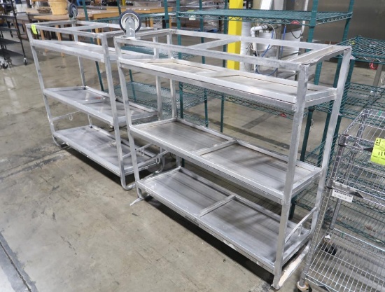 aluminum angled 3-shelf cart, missing wheels