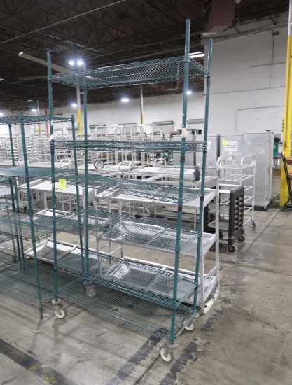 wire shelving unit, epoxy coated, on casters