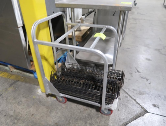 aluminum sheet pan cart w/ rotisserie chicken racks