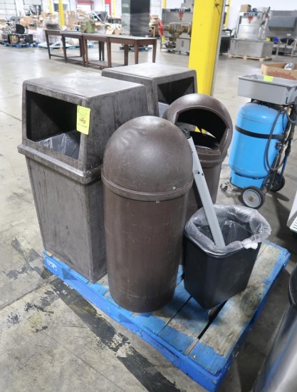 pallet of assorted waste containers