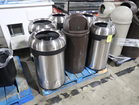 pallet of assorted waste containers