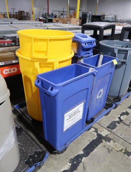 pallet of assorted waste containers