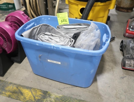 plastic tub w/ 3) tarps