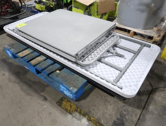 pallet of folding tables w/ plastic tops