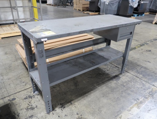 steel work bench, w/ drawer & undershelf