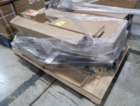 pallet of Metro parts, including epoxy coated shelves 18" x 48"