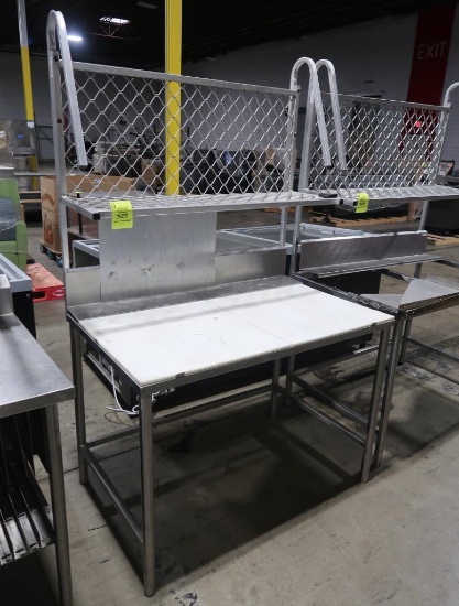 polytop table w/ backsplash, & boat rack above
