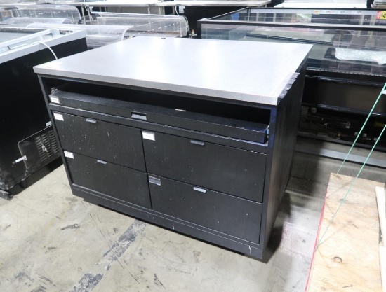 stainless top work station table, w/ drawers, on casters