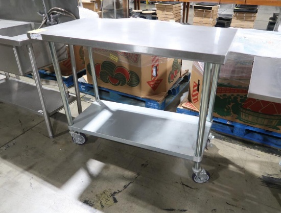 stainless table w/ undershelf, on casters