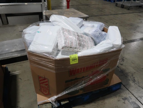 crate of assorted disposable diapers