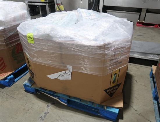 crate of assorted disposable diapers