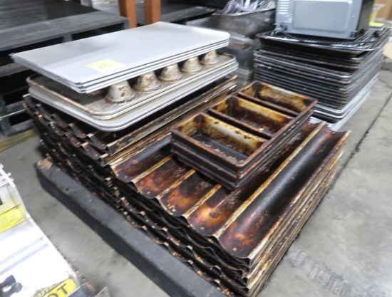 pallet of misc- french loaf pans, muffin pans, etc