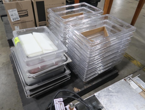 pallet of stainless & plastic pans