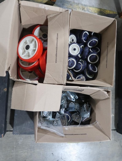 pallet of wheels & wheel holders