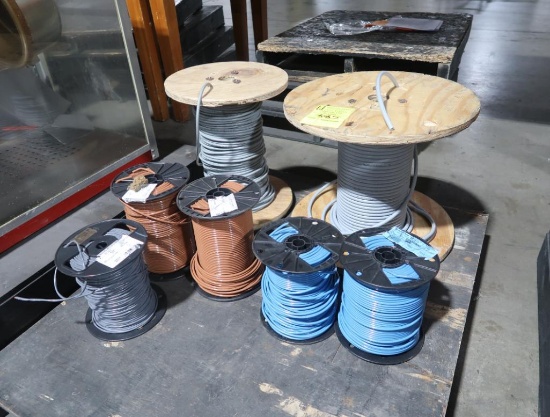 pallet of electrical wire on spools