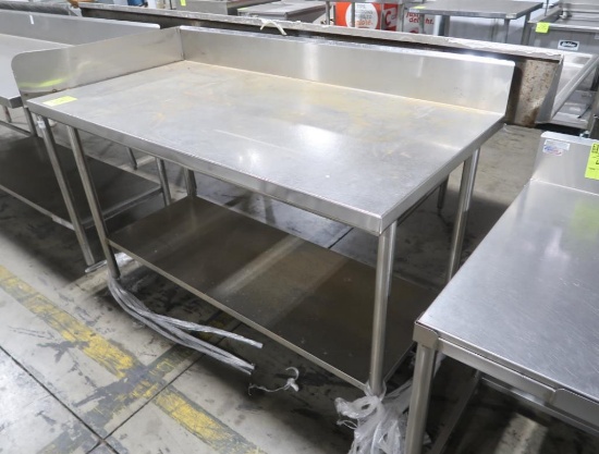stainless table w/ L sidesplash, backsplash & undershelf