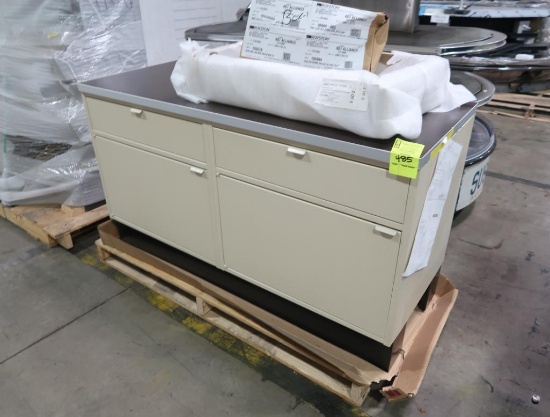 Royston cabinet w/ drawers & doors- steel base w/ laminate top