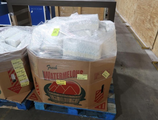 crate of assorted disposable diapers