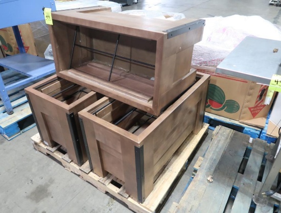 3) small wooden crates