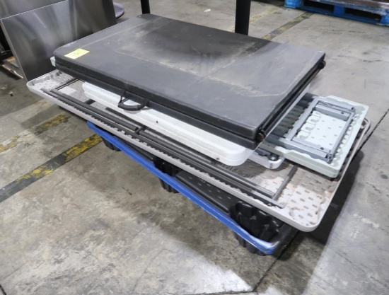 pallet of folding tables w/ plastic tops