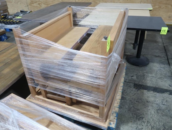 wooden table & 2) side merchandisers