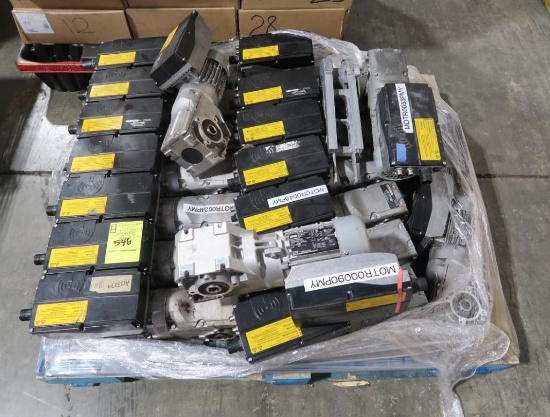 pallet of electric motors w/ 90 degree gear box