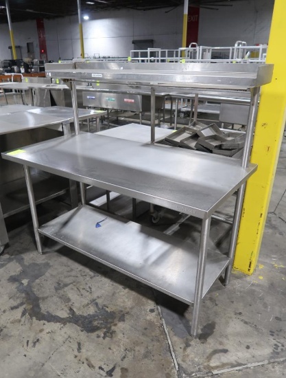 stainless table w/ overshelf & undershelf