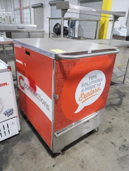 stainless demo cart w/ fold-down shelf