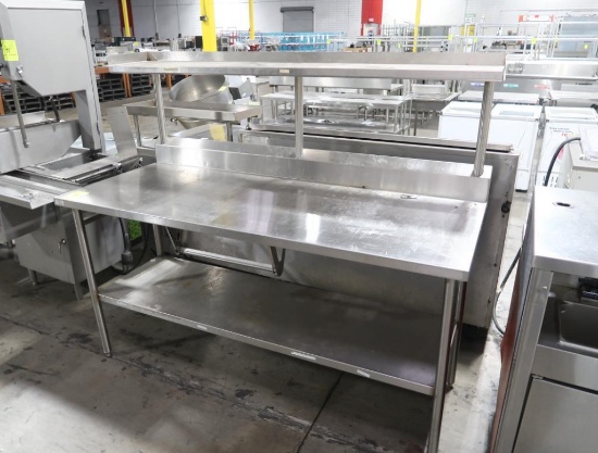 stainless table w/ overshelf & undershelf