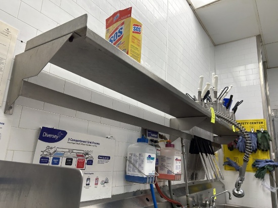 96IN X 12IN STAINLESS WALL SHELF/UTENSIL RACK
