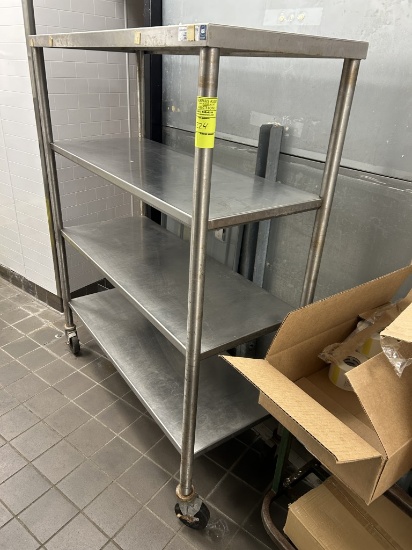 48IN X 18IN STAINLESS STEEL RACK ON CASTERS
