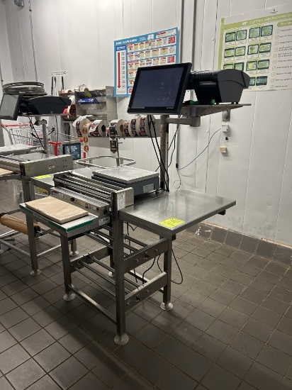 HEAT SEAL WRAPPING STATION W/ BIZERBA PRICING SCALE
