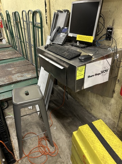 WALL MOUNTED RECEIVING DESK W/ STOOL