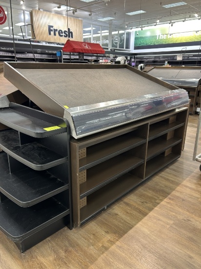 6FT PORTABLE SLANTED DRY PRODUCE TABLE W/ SHELVING BELOW