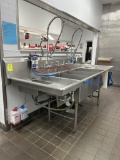 STAINLESS STEEL THREE COMPARTMENT SINK W/ ATTACHED WELL
