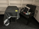 PADDED CHAIR AND SMALL FOLDING TABLE