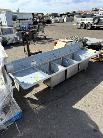 THREE COMPARTMENT STAINLESS SINK