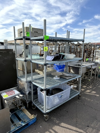 FOUR TIER RACKS WITH CONTENTS